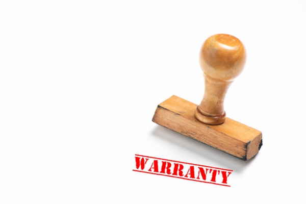 warranty rubber stamp depicting warranties and service guarantees