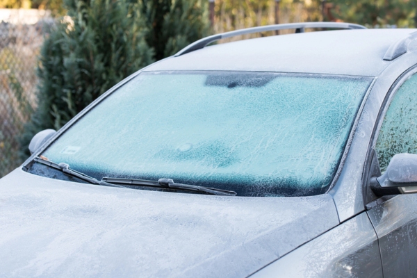 image of a car covered with frost