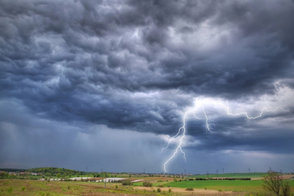 thunderstorm and dark clouds during summer