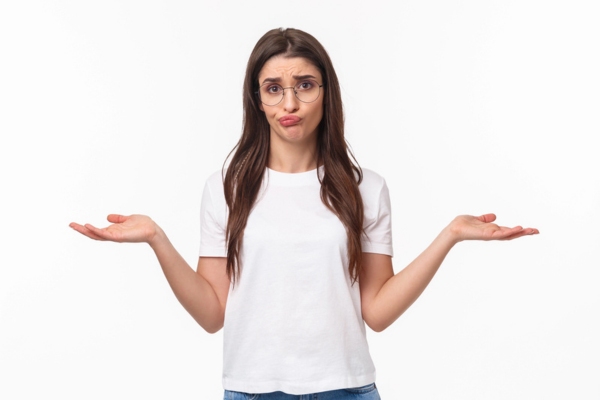 woman shrugging depicting What to Do If Your Windshield Is Damaged After a Storm